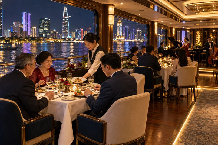 胡志明西贡河晚餐邮轮与城市夜景