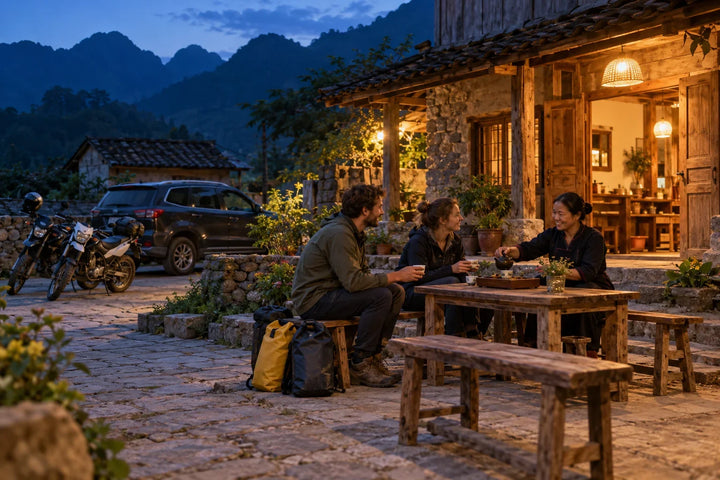 越南北部山村民宿的旅人交流情境