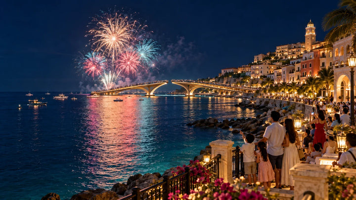 越南海灣夜色與海邊晚間旅行氣氛