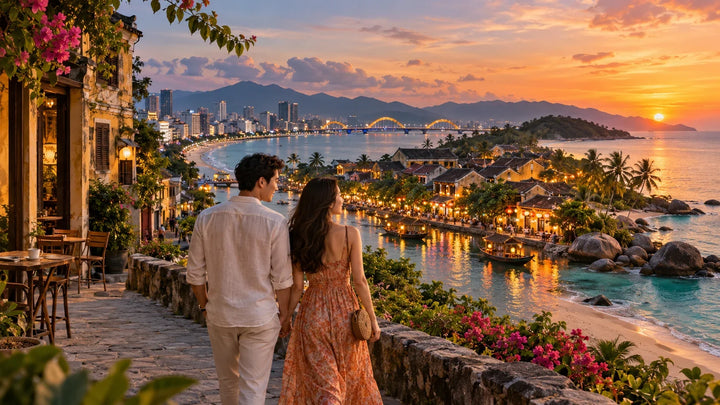 情侣在越南富国岛会安大叻下龙湾蜜月旅行