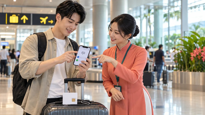 旅客在越南使用eSIM与手机旅行App规划行程