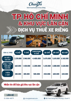 Bảng giá thuê xe riêng TP. Hồ Chí Minh và khu vực lân cận - đơn vị VND
