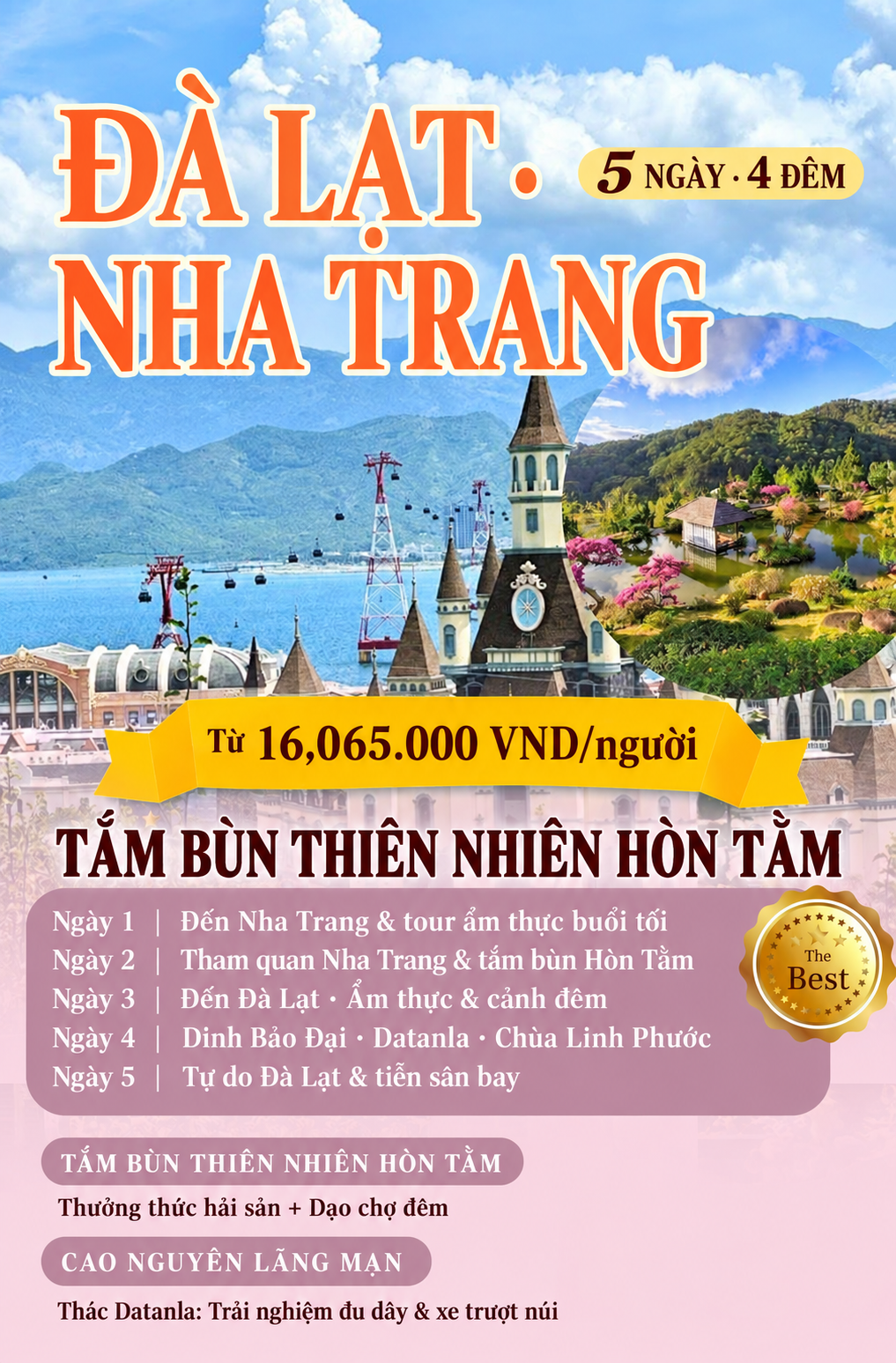 Đà Lạt và Nha Trang - 5 ngày 4 đêm, từ 16.065.000 VND mỗi người