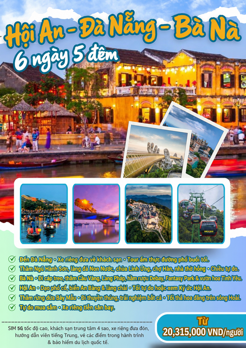 Áp phích tour Hội An, Đà Nẵng và Bà Nà 6 ngày