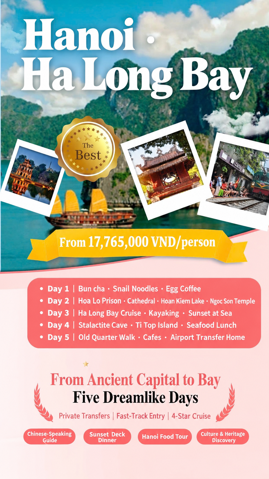 Five-day Hanoi and Ha Long Bay tour poster