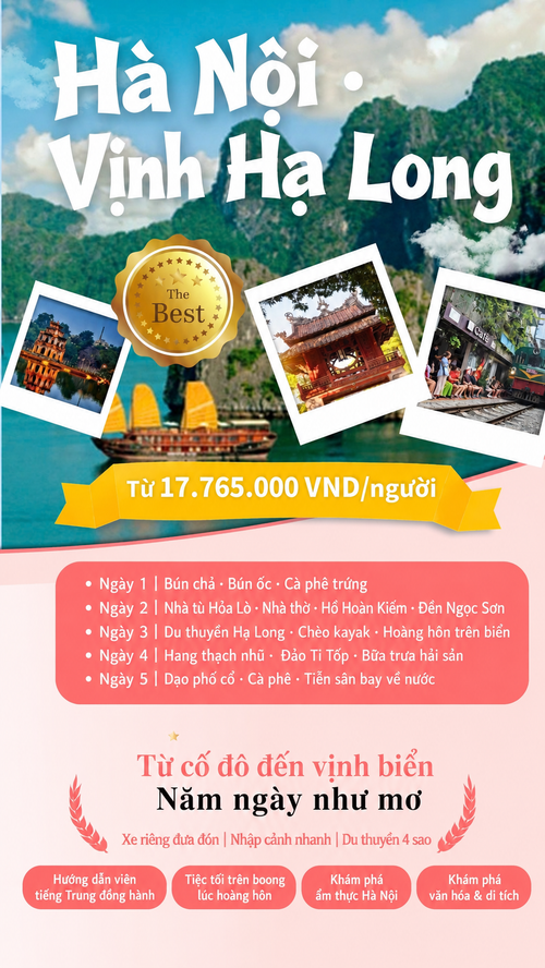 Áp phích tour Hà Nội và vịnh Hạ Long 5 ngày
