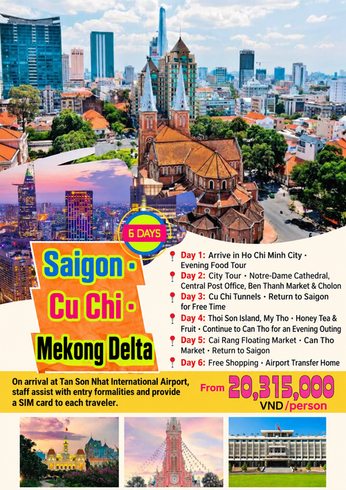 Six-day Saigon, Cu Chi and Mekong Delta tour poster