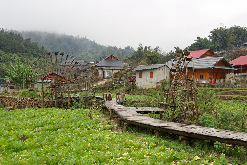 吉吉村實景照片：Water wheel in Cat Cat village, Sa Pa, Vietnam, 20240126 1144 3561