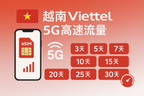 越南viettel 有3,5,7,10,15,20,25,30天方案 5G高速流量 